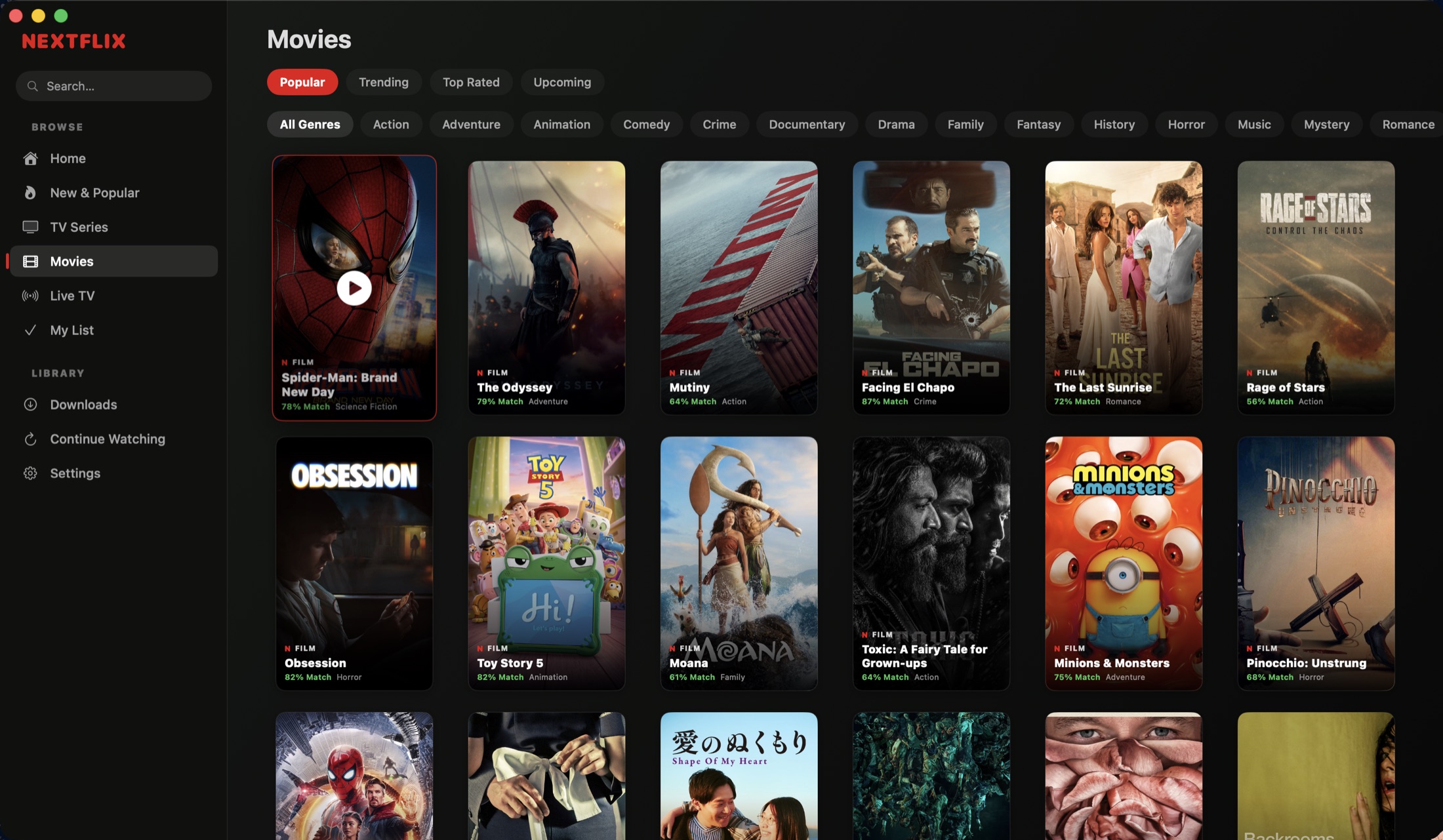 NextFlix browse grid